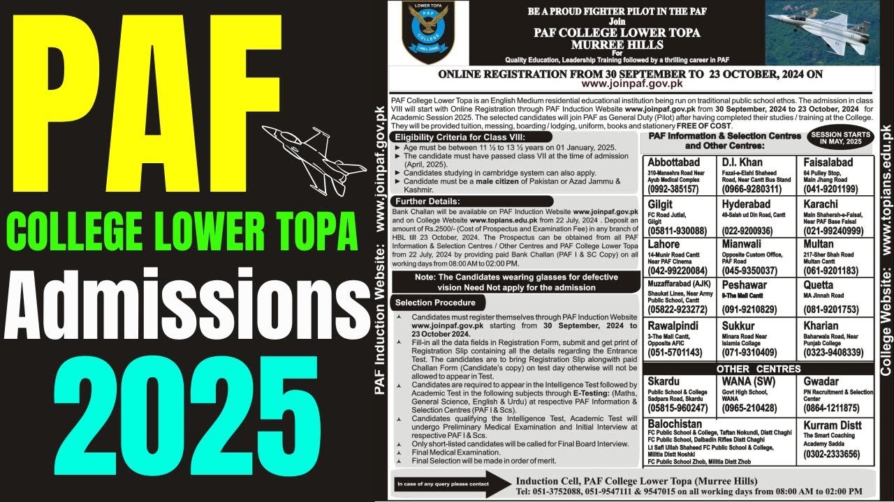 PAF College Lower Topa Admissions 2024