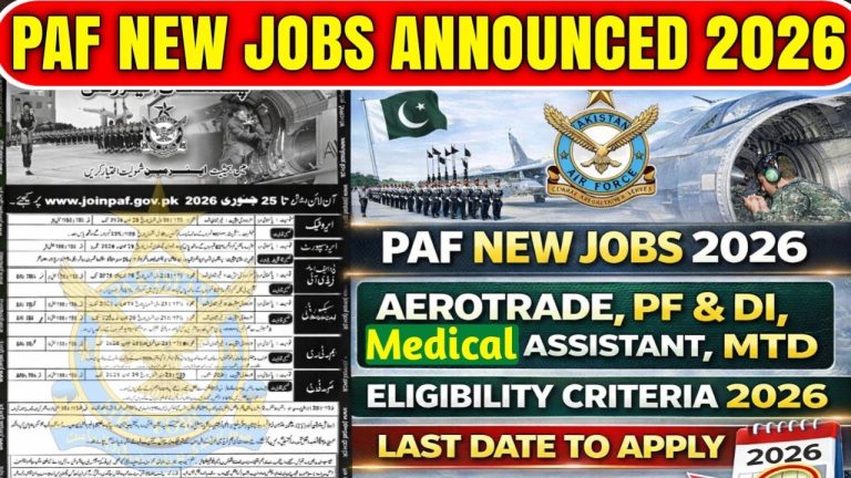 Join PAF Airmen as Aero Trades, PF & DI, Security, MTD, Fire Fighter & Medical Assistant 2026