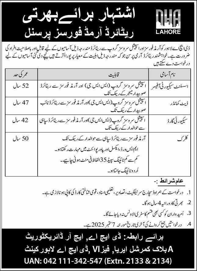 DHA Lahore Jobs 2025 – Apply For Armed Forces Vacancies