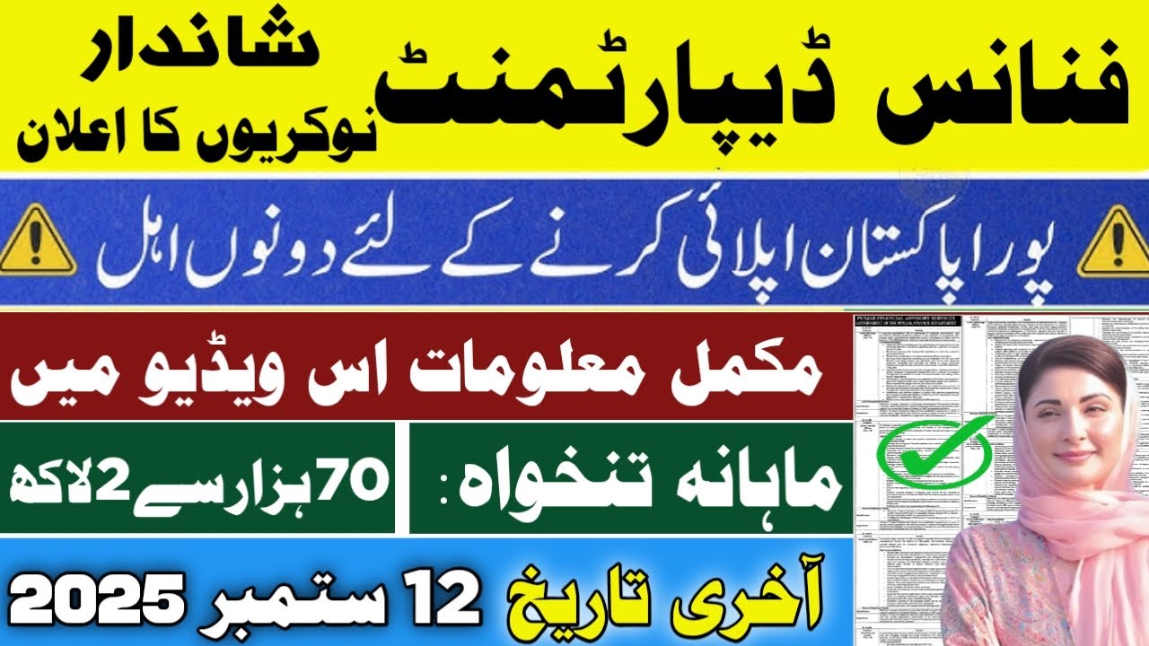 Punjab Financial Advisory Department Jobs 2025