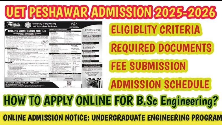 Univesity of Engineering Technology (UET) Peshawar Admissions 2025