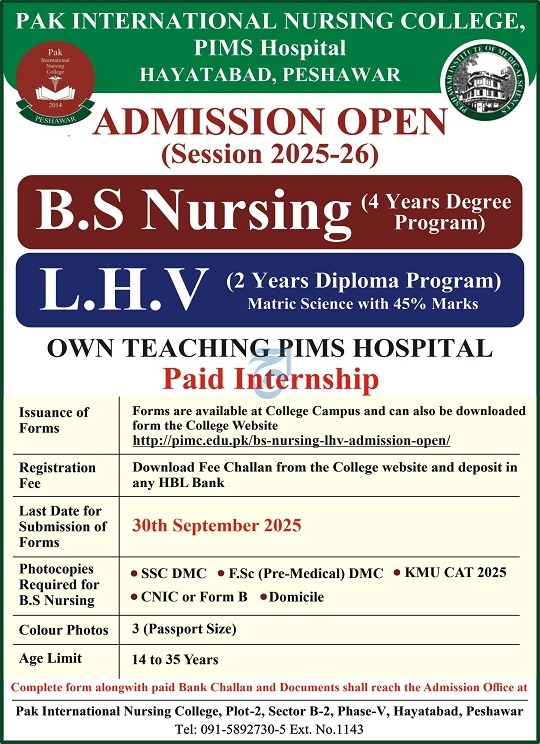 PIMS Nursing College Admissions 2025: Apply Now