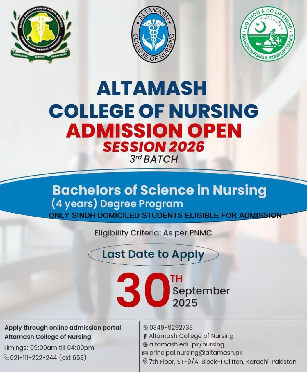 Altamash College Of Nursing Karachi Admission Open 2025