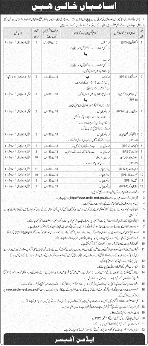 GHQ Civilian Job Opportunities 2025