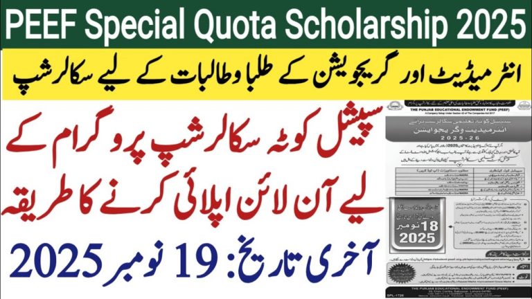 Punjab Educational Endowment Fund Scholarships Program 2025-26