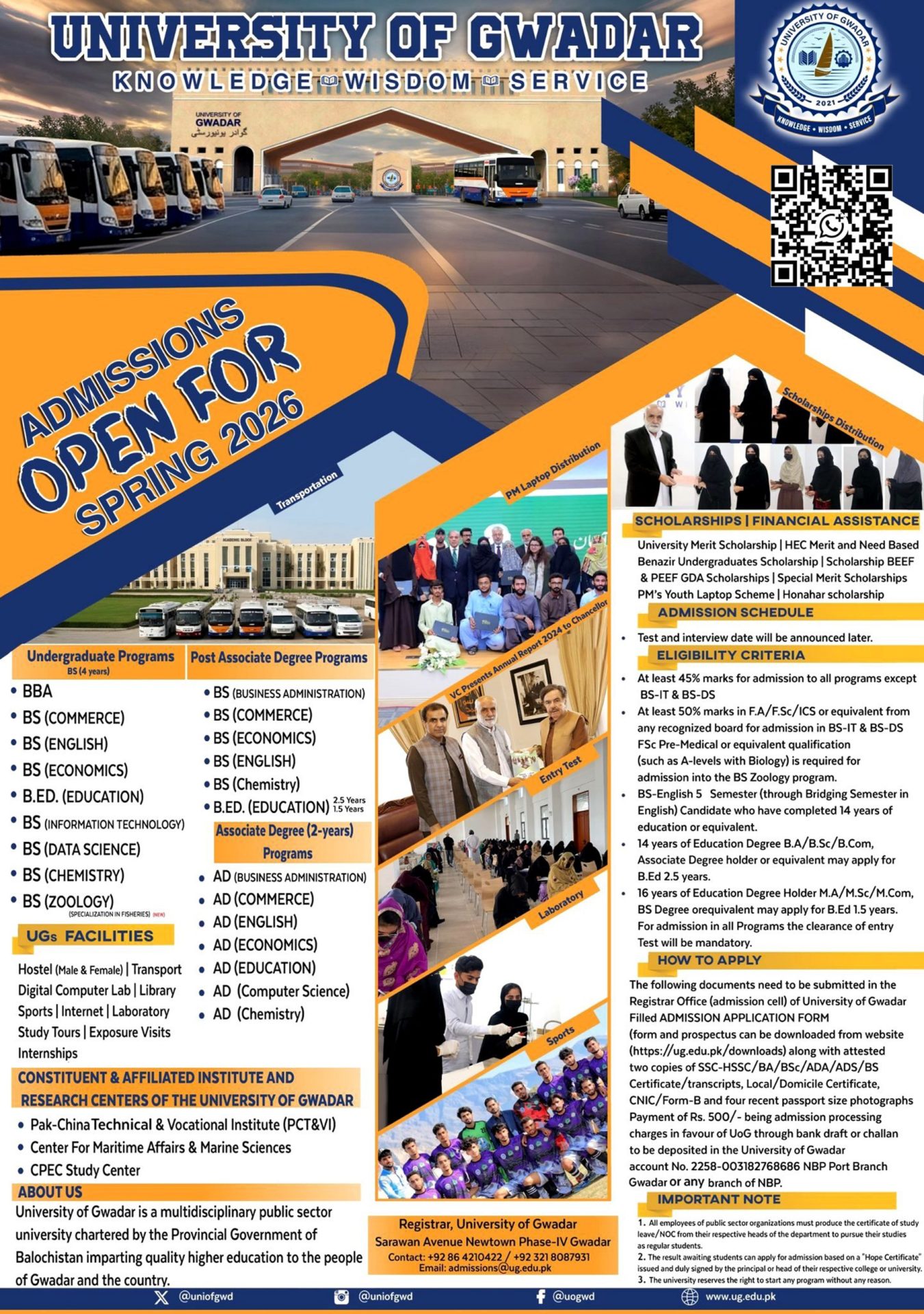 University Of Gwadar Spring Admissions Open 2026