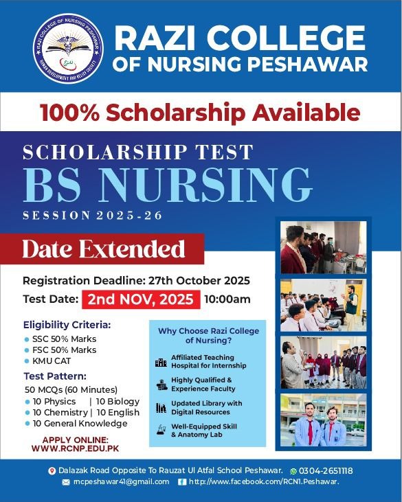 Razi College Of Nursing Peshawar BS Nursing Admissions 2025-26