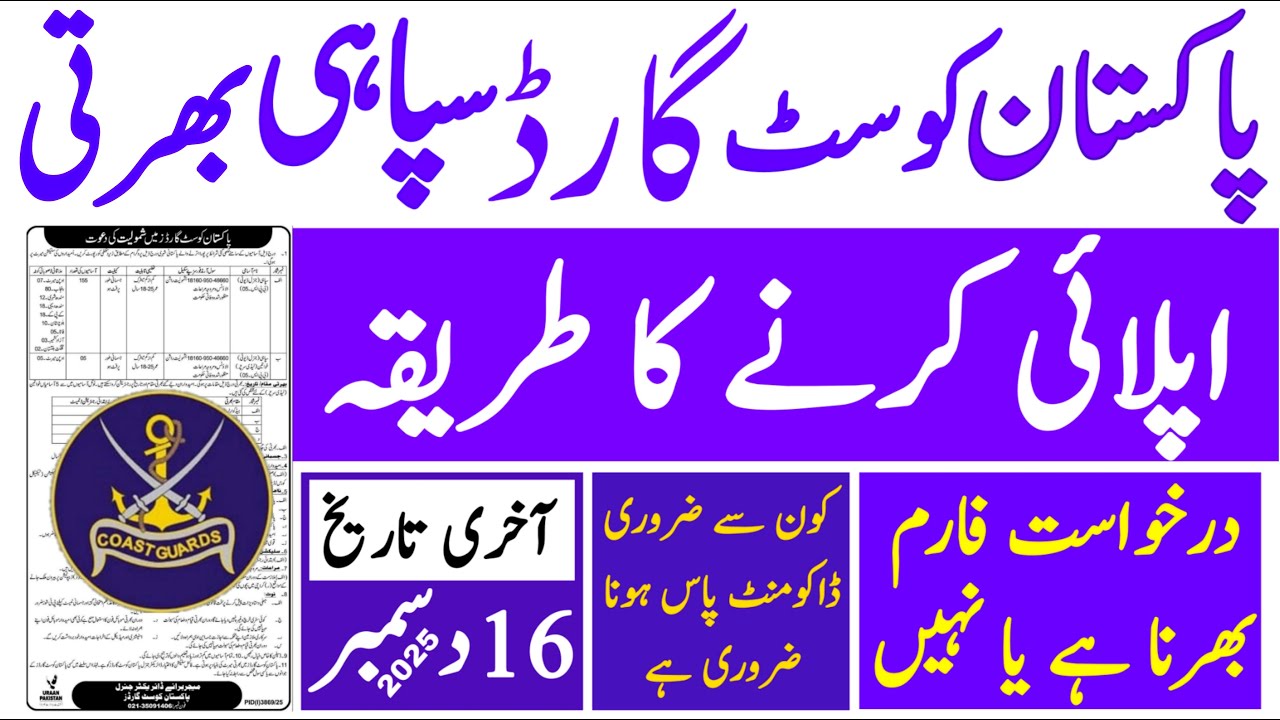 Pakistan Coast Guard Jobs 2025