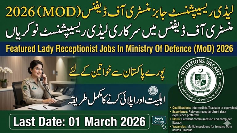 Lady Receptionist Jobs In Ministry Of Defence (MOD) 2026