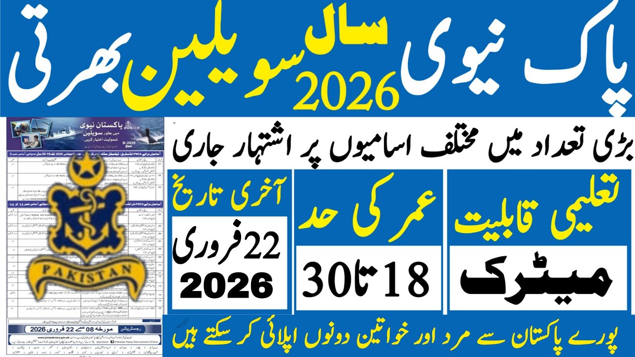 Pak Navy Civilina Jobs as Draftsman 2026